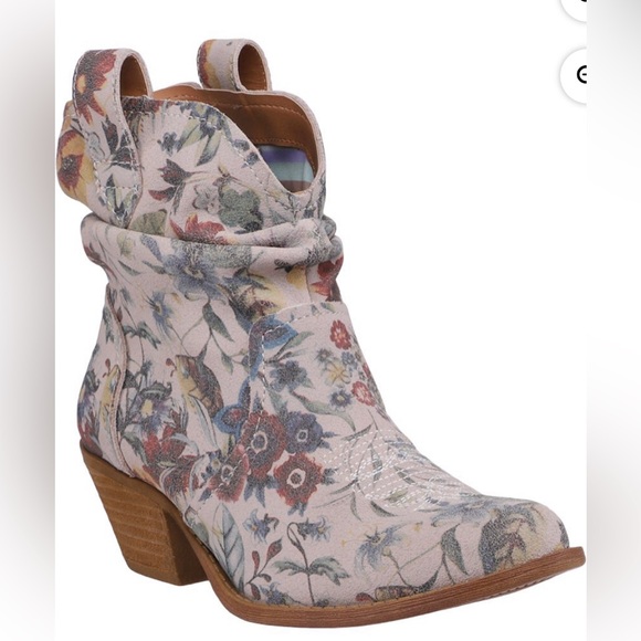 dingo Shoes - DINGO Leather Floral Jackpot DI 132 BOOTIE  2” Block Heels EUC